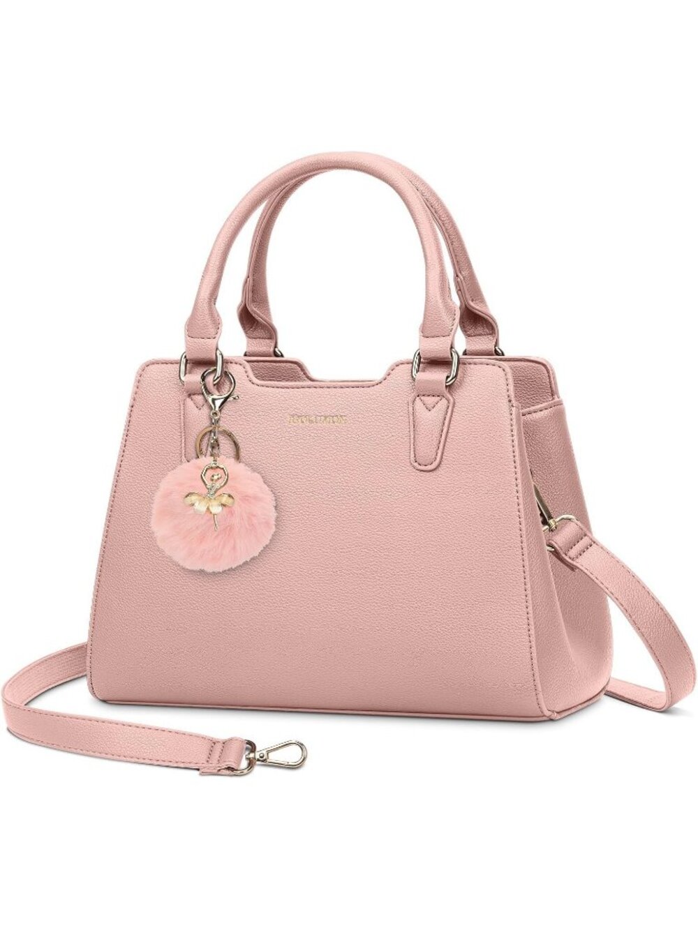 Women's Pink Leather Waterproof Crossbody Bag Top-Handle Tote Handbag Ladies